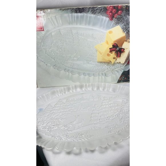Mikasa Winter Dreams Frosted Canape Tray 17 3/4” Serving Thick Plate Vintage - Picture 6 of 16